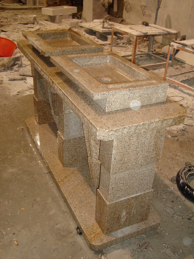 Double Stone Pedestal Sink