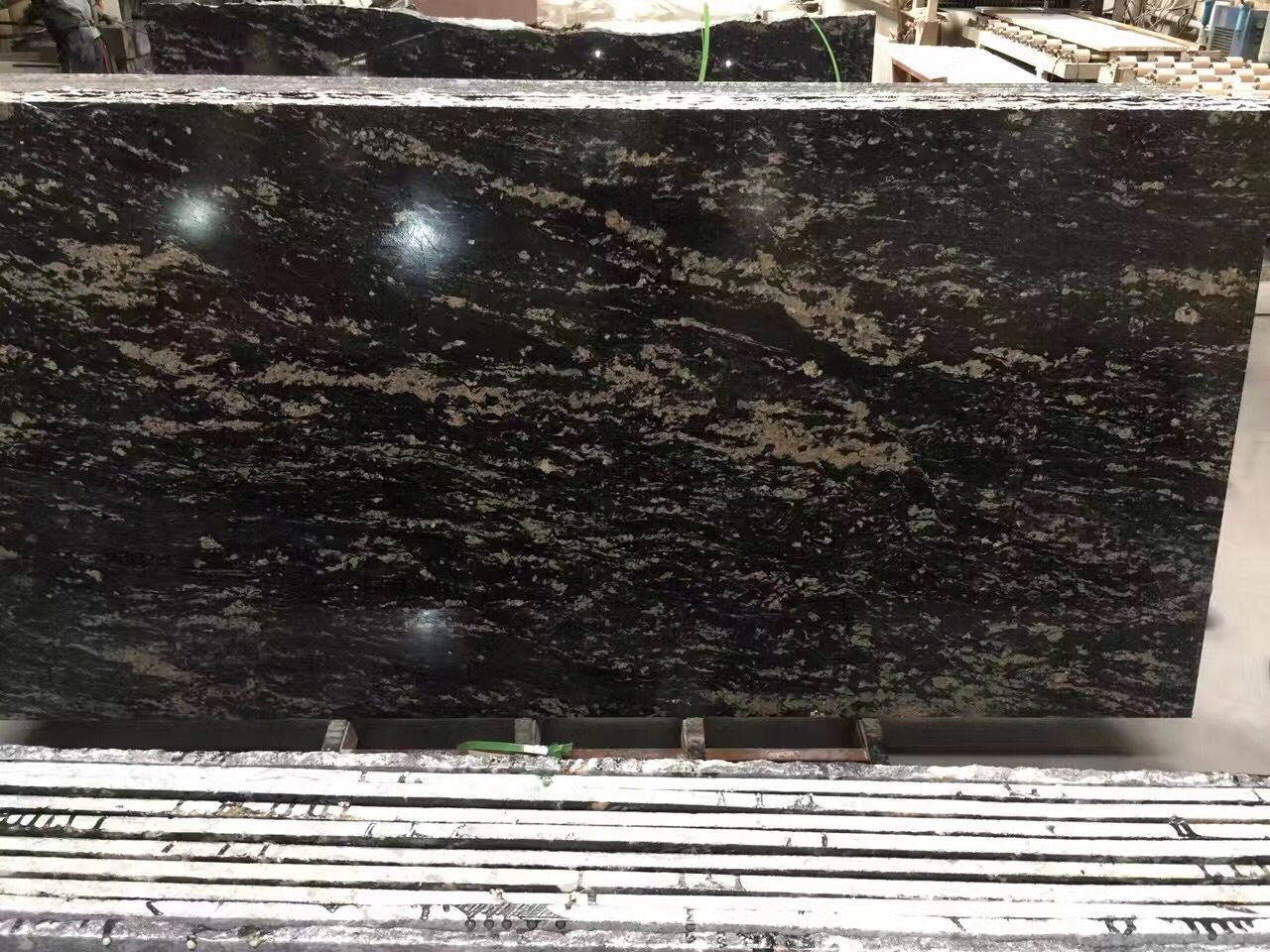 Black Granite With Brown And Red Vein Slab