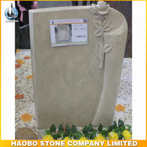 Halley Beige Marble Monument With Carved Rose