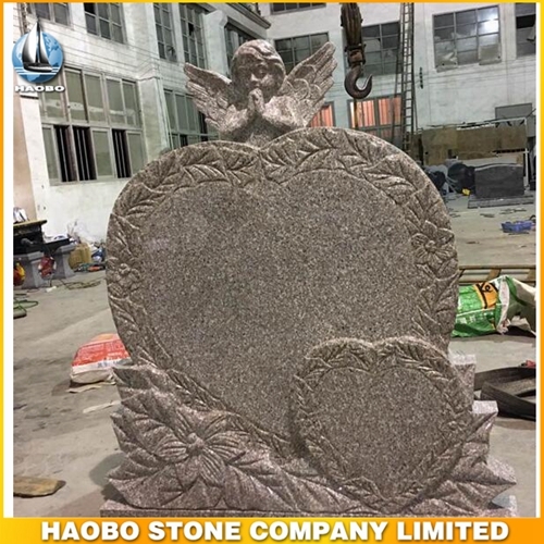 China Pink Granite Double Heart Shaped Monument